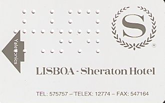 Hotel Keycard Sheraton Lisbon Portugal Front