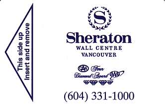Hotel Keycard Sheraton Vancouver Canada Front