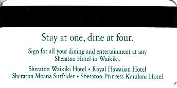 Hotel Keycard Sheraton Waikiki U.S.A. Back