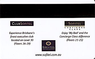 Hotel Keycard Sofitel Brisbane Australia Back