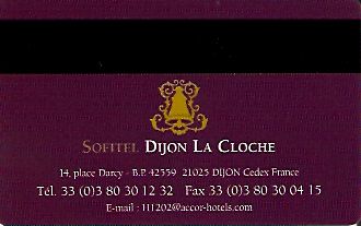 Hotel Keycard Sofitel Dijon France Back