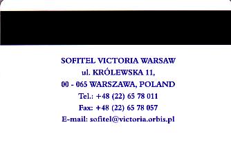 Hotel Keycard Sofitel Warsaw Poland Back