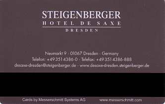 Hotel Keycard Steigenberger Dresden Germany Back