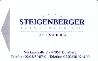 Hotel Keycard Steigenberger Duisburg Germany Front