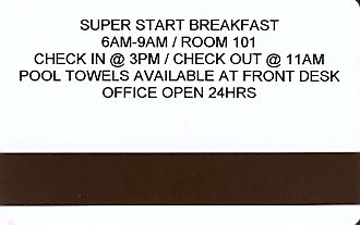 Hotel Keycard Super 8 Motel Anaheim U.S.A. Back