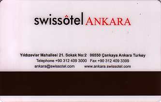 Hotel Keycard Swissotel Ankara Turkey Back