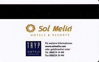 Hotel Keycard Sol Melia - Tryp Generic Back