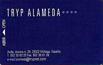 Hotel Keycard Sol Melia - Tryp Malaga Spain Front