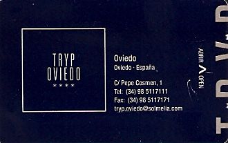 Hotel Keycard Sol Melia - Tryp Oviedo Spain Front