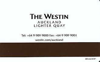 Hotel Keycard Westin Auckland New Zealand Back