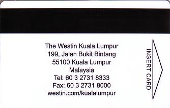 Hotel Keycard Westin Kuala Lumpur Malaysia Back
