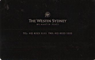 Hotel Keycard Westin Sydney Australia Back
