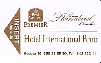 Hotel Keycard Best Western Brno Czech Republic Front