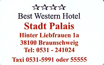 Hotel Keycard Best Western Brunswick Germany Front