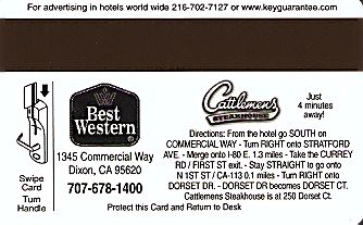Hotel Keycard Best Western California (State) U.S.A. (State) Back