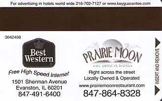 Hotel Keycard Best Western Illinois (State) U.S.A. (State) Back