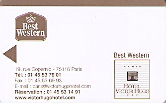 Hotel Keycard Best Western Paris France Front