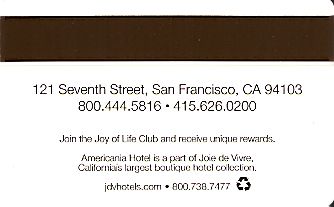 Hotel Keycard Best Western San Francisco U.S.A. Back