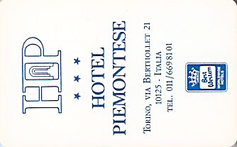 Hotel Keycard Best Western Torino Italy Front