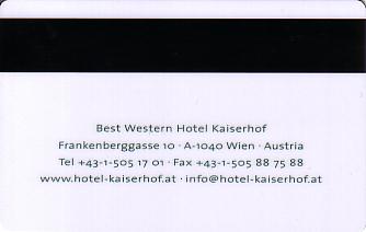 Hotel Keycard Best Western Vienna Austria Back