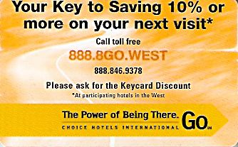 Hotel Keycard Choice Hotels Generic Front