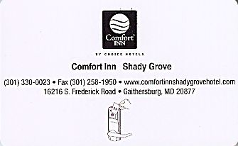 Hotel Keycard Comfort Inn & Suites Maryland (State) U.S.A. (State) Back