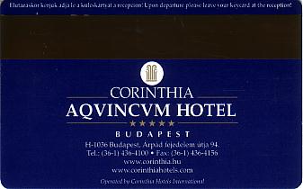 Hotel Keycard Corinthia Budapest Hungary Back