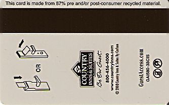 Hotel Keycard Country Inns & Suites Generic Back