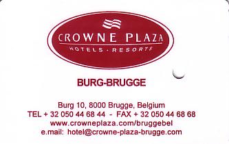 Hotel Keycard Crowne Plaza Brugge Belgium Front