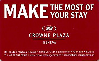 Hotel Keycard Crowne Plaza Geneva Switzerland Back