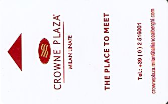 Hotel Keycard Crowne Plaza Milan Italy Front