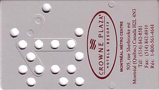 Hotel Keycard Crowne Plaza Montreal Canada Front