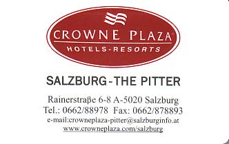 Hotel Keycard Crowne Plaza Salzburg Austria Front