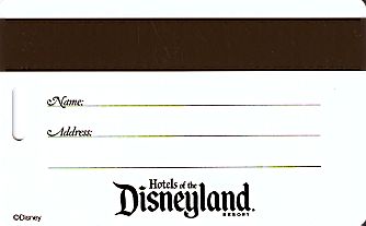 Hotel Keycard Disney Hotels Disneyland U.S.A. Back