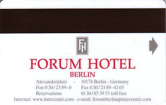 Hotel Keycard Forum Hotel Berlin Germany Back