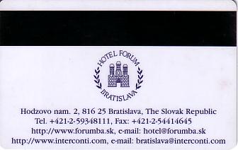 Hotel Keycard Forum Hotel Bratislava Slovakia Back