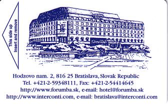 Hotel Keycard Forum Hotel Bratislava Slovakia Front
