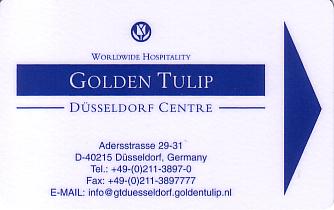 Hotel Keycard Golden Tulip Duesseldorf Germany Front