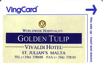 Hotel Keycard Golden Tulip  Malta Front