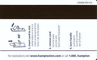 Hotel Keycard Hampton Inn California (State) U.S.A. (State) Back