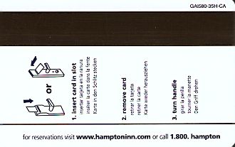 Hotel Keycard Hampton Inn California (State) U.S.A. (State) Back