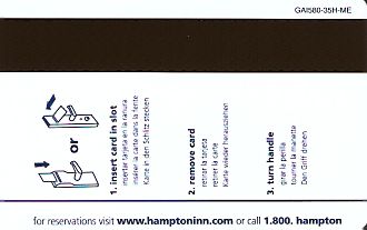 Hotel Keycard Hampton Inn Maine (State) U.S.A. (State) Back