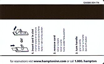 Hotel Keycard Hampton Inn Tennessee (State) U.S.A. (State) Back