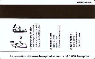 Hotel Keycard Hampton Inn Virginia (State) U.S.A. (State) Back