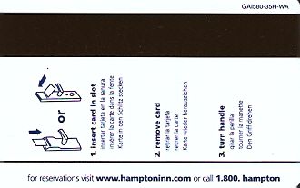 Hotel Keycard Hampton Inn Washington (State) U.S.A. (State) Back