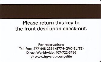 Hotel Keycard Hilton Grand Vacations Generic Back
