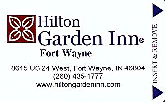 Hotel Keycard Hilton Garden Inn Indiana (State) U.S.A. (State) Front
