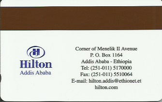 Hotel Keycard Hilton Addis Ababa Ethiopia Back
