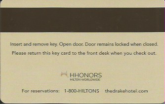 Hotel Keycard Hilton Chicago U.S.A. Back