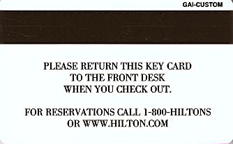 Hotel Keycard Hilton  Costa Rica Back